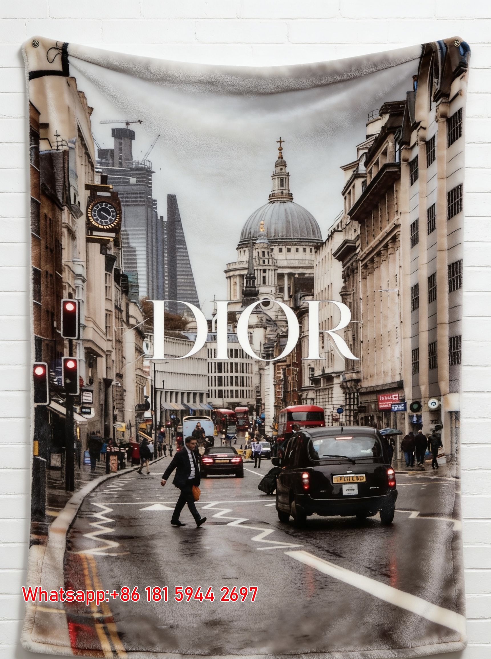 Dior London Cityscape Flannel Sofa Throw Blanket D488